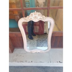 法式鄉村風實木雕花壁鏡 玄關鏡 民宿飯店裝飾鏡