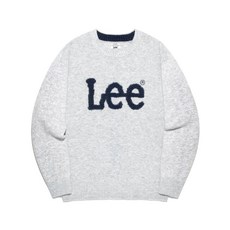 브랜드정품 리 LEE 부클 빅 트위치 로고 니트 라이트그레이 361849