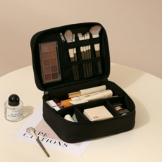 T400 牛津布 多層次收納化妝包, T400化妝包單層-朗姆黑