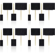 Waaaqkid 16 PCS 4 사이즈 폼 페인트 브러시 나무 손잡이로 페인팅할 수 있는 스펀지 브러시로 바니시 얼룩 DIY 공예품을 만듭니다
