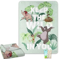 Disney 정글 북 담요 세트 - 번들 스로우 스티커 boy 및 girl용 기타 | 플러시 라셸 사이즈 116.8cm x 152.4cm(46인치 60인치) 249128
