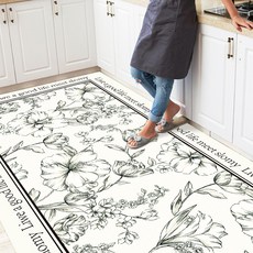 에이치앤아이 대형 가죽 주방매트 현관 발매트 70cmx140cm, 엔틱플라워(70cmx140cm)