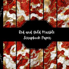 레드 & 골드 마블 스크랩북 용지 스타일리시한 스톤 정크 저널 추상적인 장식 DIY 프로젝트 오리가미 콜라주 시트 데쿠파주 10가지 디자인 양면, 기본