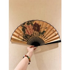 中國風 牡丹花卉 絹扇 摺扇, 如圖所示, 1個