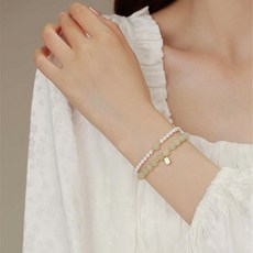 마케즈 여성용 소원성취 재물운 옥 진주 팔찌