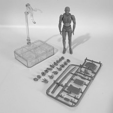 SHF 素體人體手辦模型 美術漫畫繪畫參考人物人偶工具擺件 關節可動, 1個, 灰色男【豪華版】