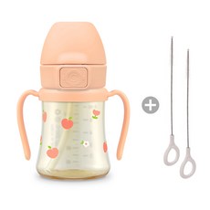 그로미미 PPSU 피치플라워 빨대컵 + 빨대세척솔 세트, PPSU 피치플라워 빨대컵 로제코랄+빨대세척솔(2P), 200ml, 1개