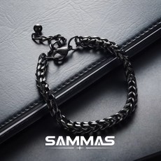 SAMMAS 黑曜龍鱗古巴手鍊 鈦鋼做舊復古設計款 男士手鍊 穿搭飾品