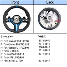 블루 스타일 알칸타라 스포츠 스티어링 휠 BMW F10 M3, 02 1-M logo