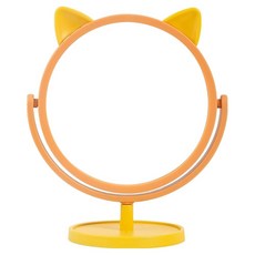 푸르른 탁상용 화장대 휴대용 깜찍냥이 거울, 옐로우