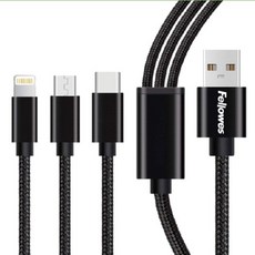 펠로우즈 3-in-1 멀티 충전케이블 1.2M(동시충전가능), 1개