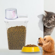 네오짱 반려동물 투명 밀폐 사료 보관통, 화이트, 1개, 2.3L