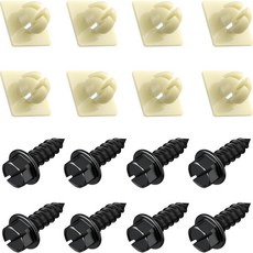 프라임 AVE 블랙 옥사이드 스테인리스 스틸 번호판 나사 전면 및 후면 프레임 커버 고정용 나일론 인서트 u2013 고정 장치는 대부분의 국내 차량에 맞습니다 8개 세트, Set of 8 (Black