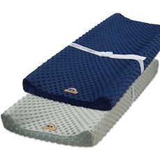 블루스네일 울트라 소프트 밍키 도트 체인징 패드 커버 2팩그레이+네이비 2팩, gray+navy, 16x32 Inch (Pack of 2)