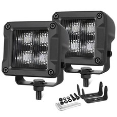 Muto-Beam LED 포드 조명 2피스 80W 7.6cm(3인치) CREE LED 안개등 투광 조명 바 3x3 큐브 조명 오프로드 라이트 포드 트럭 픽업 포드 ATV UT, Flood Beam