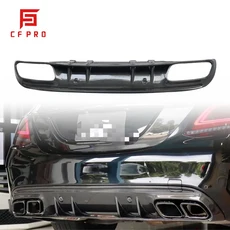 벤츠 리얼 카본 파이버 튜닝 범퍼 리어 립 스포일러 디퓨저 AMG C 클래스 W205 C63 호환