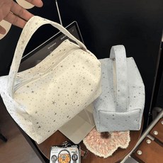 收納包整理包手拿包化妝包打包袋收納箱可重複使用加固防塵大開口便攜密閉防潮大容量超市適合居家收納立體版型多隔層網袋出遊折疊輪式輕薄短途遊旅遊手提設計大量旅行高質感出差裝滿不易變形美妝用品洗漱旅行防水手提, 星星化妝包-白色-1個, 1個