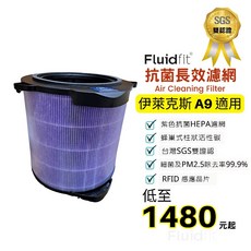 伊萊克斯 Pure A9抗菌版 PA91-406/606 HEPA濾網 適用PA91-606GY/PA91-606DG, 1個, 綠色濾網(高款)A9抗菌強化型