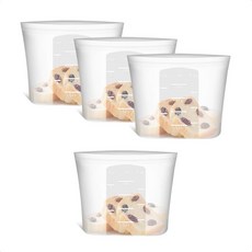 XS 재사용 가능한 실리콘 식품 보관 가방 4팩 16fl 온스500ml 100% 스탠드업 와이드 오픈 지퍼 잠금 작은 제품용 전자레인지 냉동 오븐 식기세척기 안전 반투명, 1_Translucent |