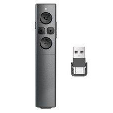 발표자 리모콘 무선 PPT 클리머 2-in-1 USB A/C PowerPoint 클리머를위한 슬라이드 고급 고급 발전기 볼륨 제어, 검은색