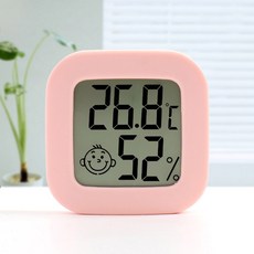 파스텔 미니 디지털 온습도계 실내온도계 핑크, 1