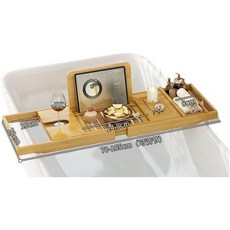 캐디 확장형 욕조 수납 선반 및 와인 홀더 욕조를 위한 대나무 조절식 트레이 견고한 스파 핏, Primary Colour-a657, 1개