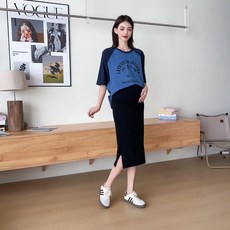 BabyShare時尚孕婦裝 開岔半身托腹孕婦裙 孕婦褲裙 舒適透氣【KRL008J3L】