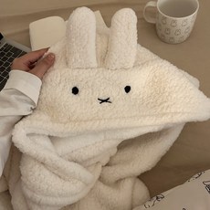 미피 miffy 귀여운 토끼 캐릭터 망토 담요 입는 후드 담요 수면 무릎 담요 학생 사계절