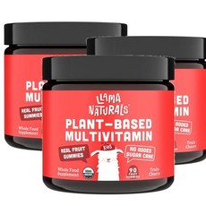 라마내추럴스 키즈 리얼 과일 멀티비타민 체리맛 구미 LLAMA NATURALS Kids Real Fruit Multivitamin, 90정, 3개