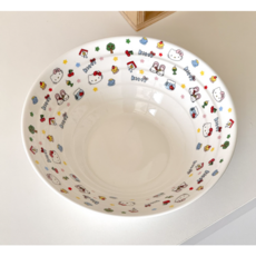 큐티 키티 패턴 세라믹 볼 면기 라면 그릇, 1개, 화이트 키티