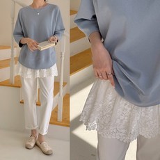 데일리앤 시스루 프릴 맨투맨 레이스 레이어드 스커트 밴딩 랩 봄 여름 가을 사계절