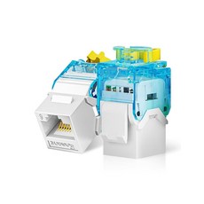 173457 Enmane Cat6 키스톤 잭 RJ45 툴리스 조절 가능한 래칫 락 화이트(12팩)