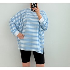 [ 하니비키 ] 빅사이즈 스트라이프 루즈핏 줄무늬 단가라 55에서 99까지 커버 래쉬가드 바캉스 물놀이 휴가 캠핑룩