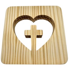 被說愛 實木雕刻十字架燈 USB燈 基督教禮品 教會佈置 小夜燈 福音禮品 受洗禮物 交換禮物 生日禮物, 愛心十字架