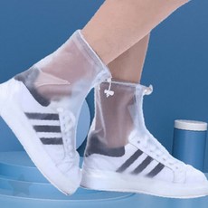 투명 레인슈즈커버 숏사이즈 방수 장화 비오는날 신발보호 미끄럼방지 발목형, L, 1개