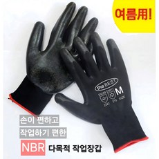 더베스트 K400 NBR 여름용 코팅 작업장갑 열과 기름에 강하고 통풍 우수 땀과 습기가 차지 않음, 60개, 검정 M