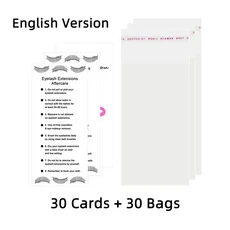 30/50개 속눈썹 애프터케어 카드 도매 연장 살롱 전문가 비즈니스 용품 (스페인어 프랑스어), 02 30Cards30Bags