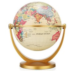 지구과학 레트로 지구본 360 회전하는 지구 세계 바다 지도 공 골동품 데스크탑 지리 학습 교육 가정 학교 장식 13cm