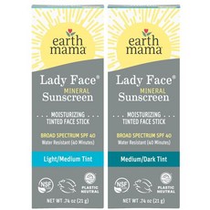 어스 마마 레이디 페이스® 틴티드 미네랄 선크림 스틱 SPF 40 미디엄다크 틴트 | 유기농 시어 코코아 버터 함유 파운데이션 컨실러 컨투어 대부분의 피부 톤과 블렌딩, Set