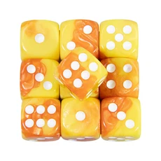 6면 주사위 세트 컬러 라운드 코너 큐브 PRG 파티 놀이 보드 교육 수학 16mm 10 개, 13 orange yellow