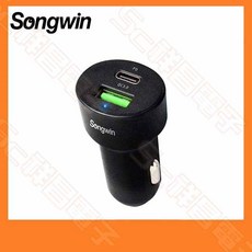 Songwin AD-PD600 45W PD+QC3.0 車用充電器, 黑色, 無