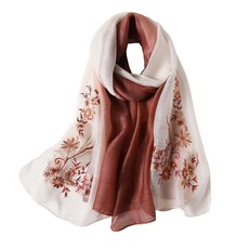 WINCESS.YU 여성용 실크 스카프 경량 숄 및 랩 결혼식용 패션 파시미나 자수 스카프 초록색. 141198, 레드 및 화이트