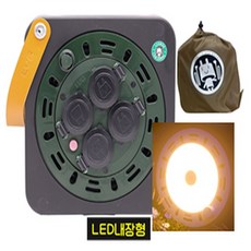 LED 조명+초미니 큐브릴선 4구 20M/전용파우치 포함/과부하차단/가죽손잡이 러그박스 큐브릴 LED캡형 블랙 캠핑릴선 전기릴선, 1개, LED캡형/블랙, 20m