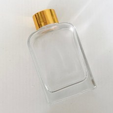 VITO zakka 斜肩擴香瓶 玻璃空瓶 居家香氛, 1個, 100ml透明,黑色蓋