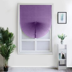 Pleated Window Shade 접착제 블라인드 빛 차단 패브릭 그늘 창문 용 하프 블랙 아웃 얼룩말 로마 커튼 임시, Blinds Purple