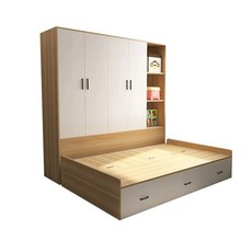 침대장 작은방붙박이장 원룸 베드 벽장, 1800mmx1900mm, 조립식 박스형 침대, 높은 헤드보드 + 소프트 패널