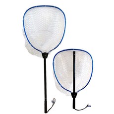 SEA PRO 路亞抽拉抄網 鋁合金伸縮撈魚網, 藍頭抽拉30cm網深白網