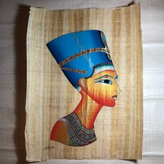 老番顛 純手工 埃及莎草紙 Papyrus 草畫 - 那菲特里 最美王后 埃及艷后 復古裝飾 收藏, 1個