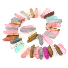 크리스탈 비즈 쿼츠 0.8-1.2인치 비디아 코팅 스파이크 제작용 포인트 주얼리 15인치/스트랜드용 티타늄 러프 라이트 블루/핑크