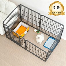 포령 강아지 울타리 대형 펜스 반려동물 화장실 칸막이 초대형 6P, 블랙, 1세트